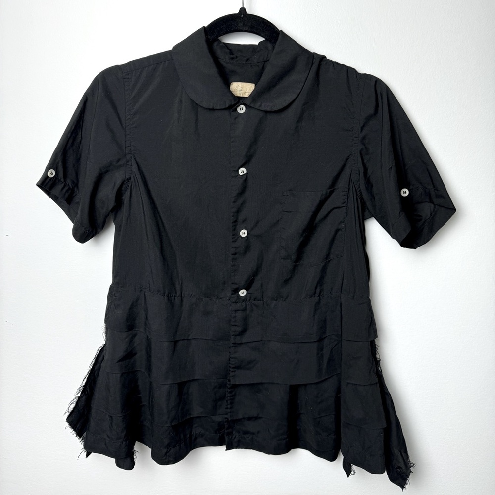 Comme des Garçons Black Button Up Shirt with Layers, XS